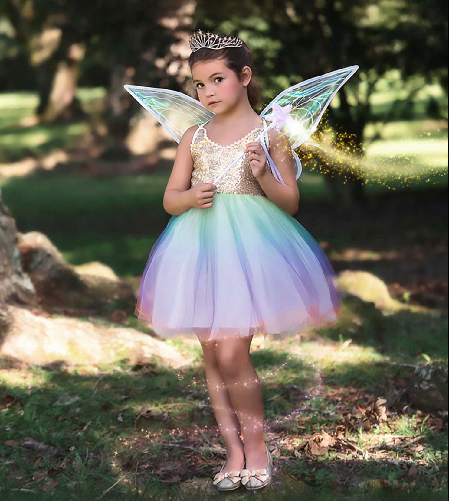 FAIRY DRESS, WINGS & WAND SET-3PC