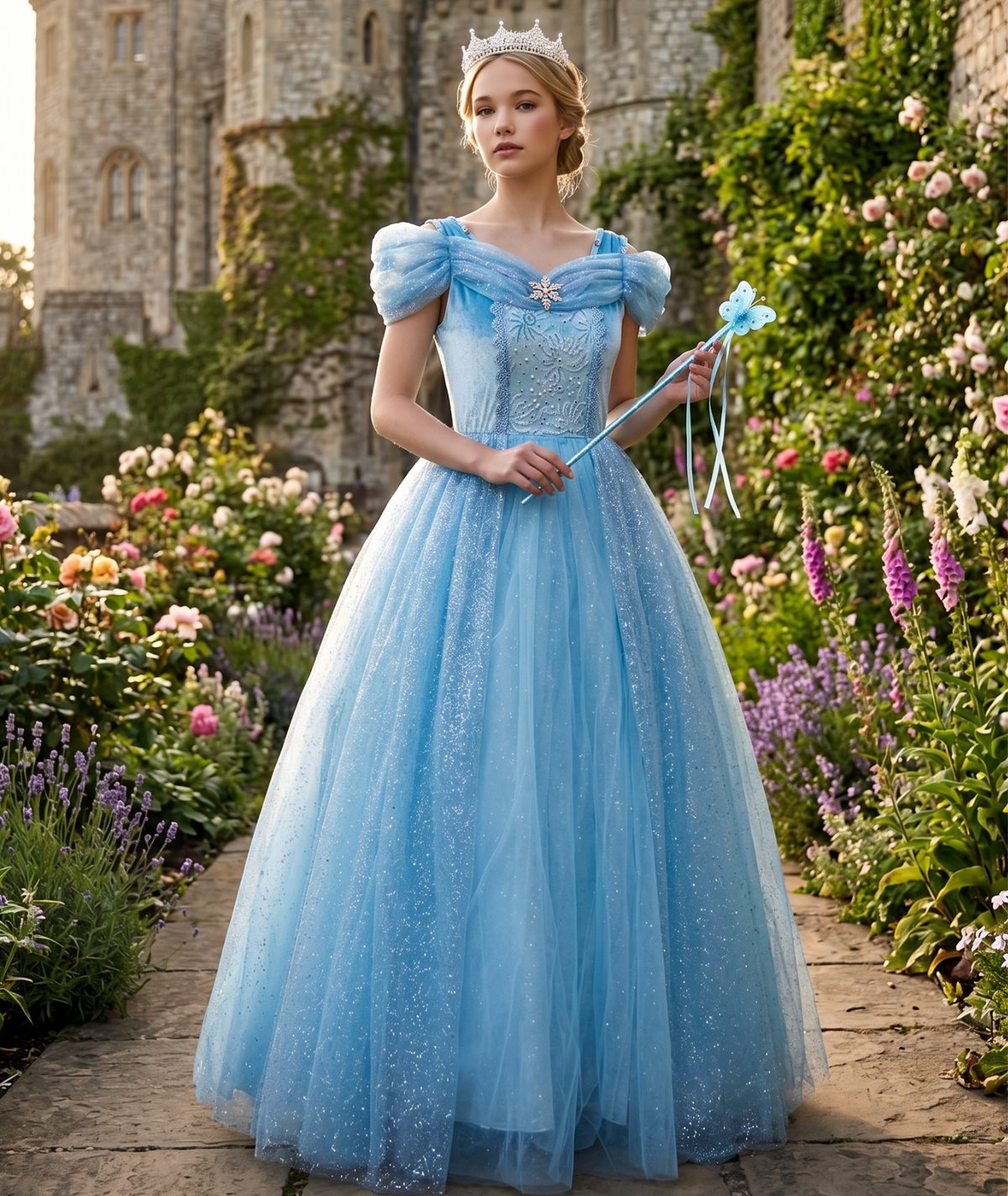 princess dress for woman Queen of the Kingdom Gown Women M (8/10) Solid Ribbed Socks Color:COBA up back Embellishment Outdoor wedding guest dress