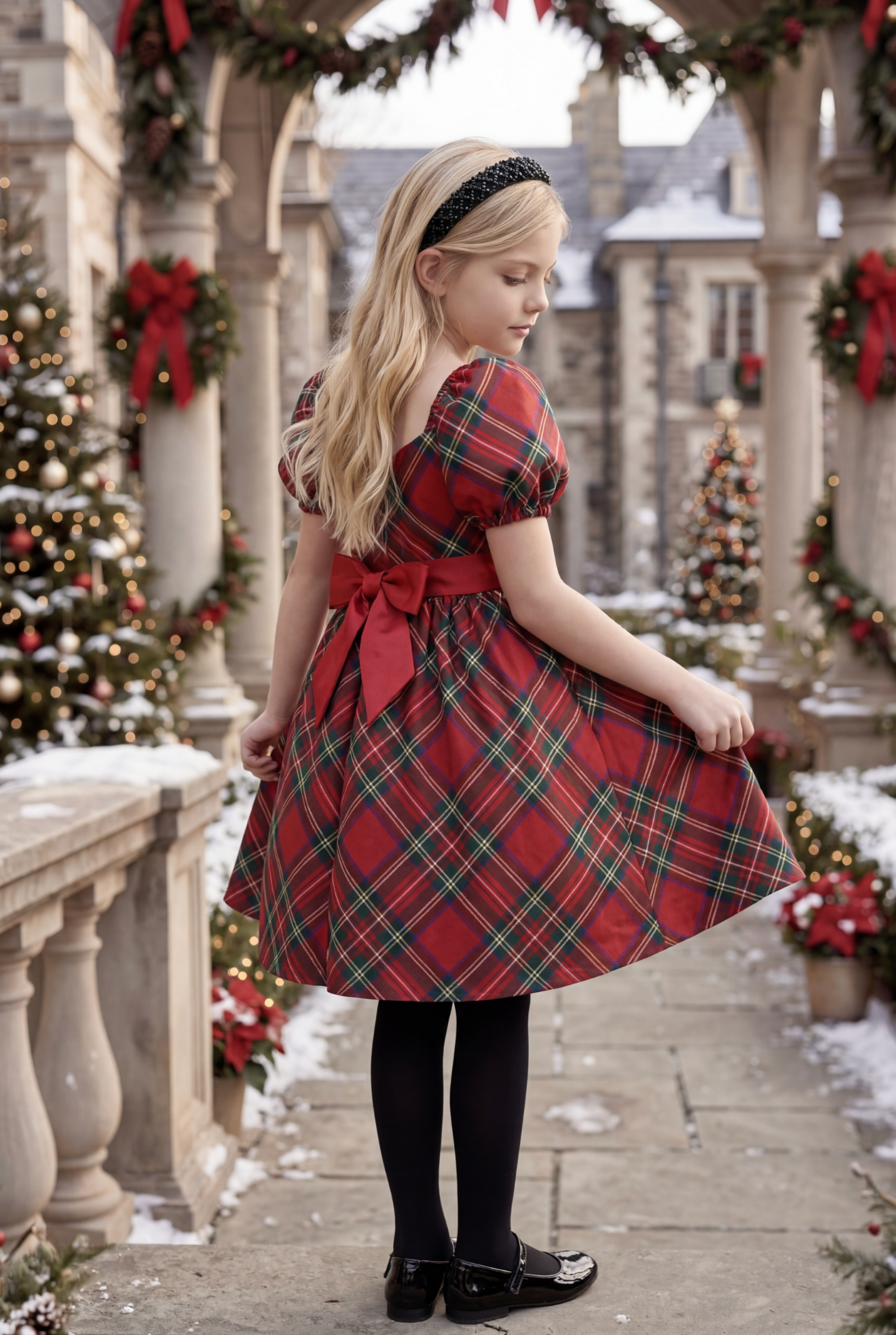 ARIELLE DRESS STEWART TARTAN