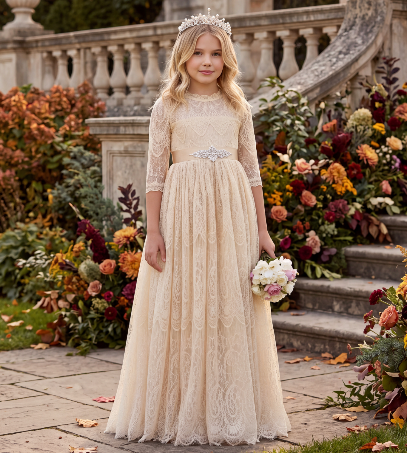 BELLA RAFAELA GOWN & BELT SET BUTTERSCOTCH