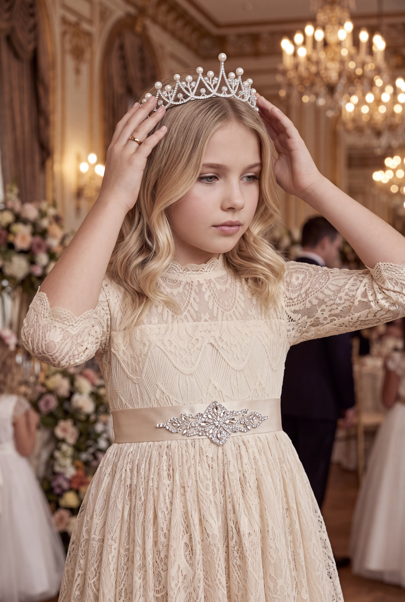 BELLA RAFAELA GOWN & BELT SET BUTTERSCOTCH