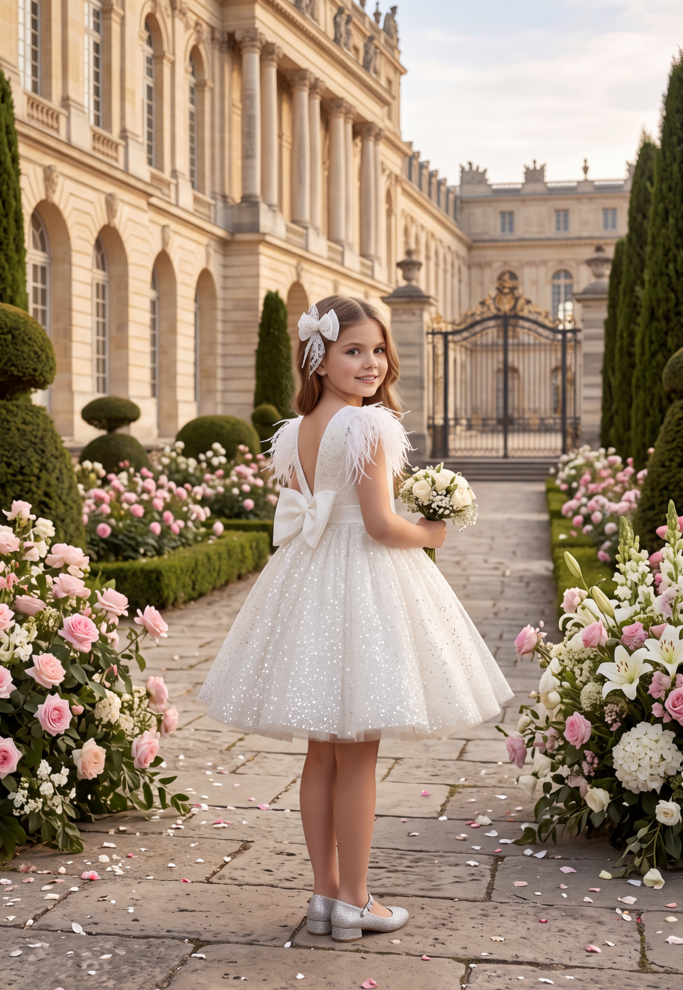 ELIANA DRESS & HAIR BOW SET WHITE
