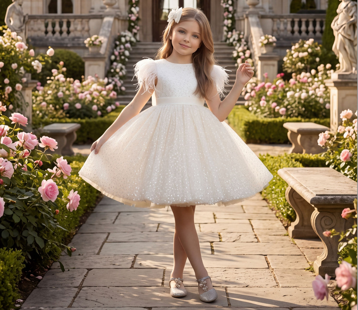 ELIANA DRESS & HAIR BOW SET WHITE