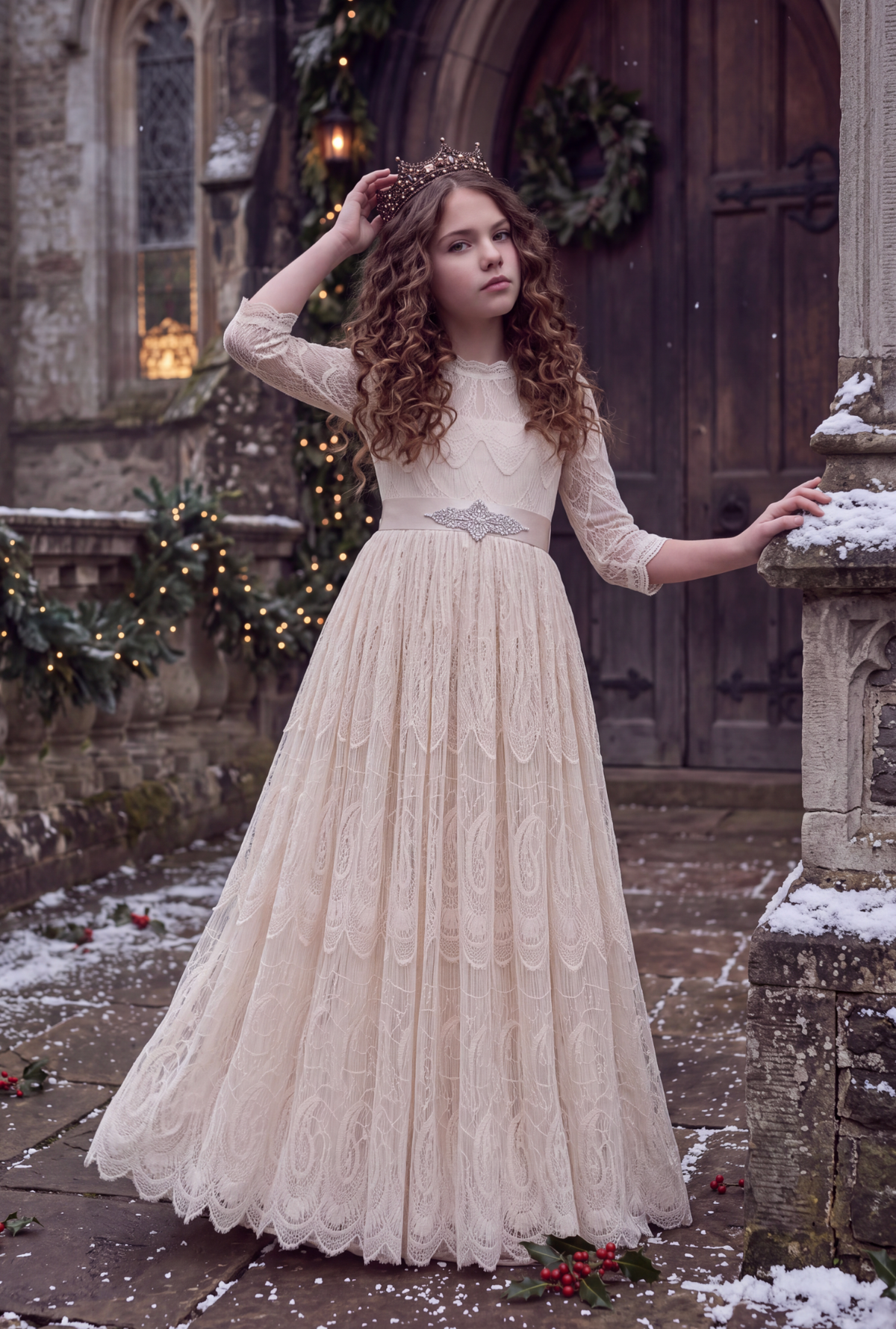 BELLA RAFAELA GOWN & BELT SET BUTTERSCOTCH