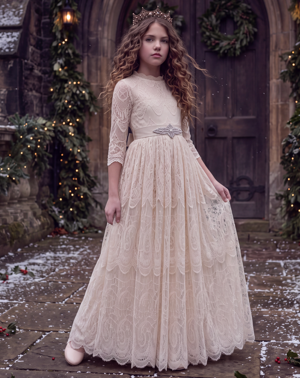 BELLA RAFAELA GOWN & BELT SET BUTTERSCOTCH