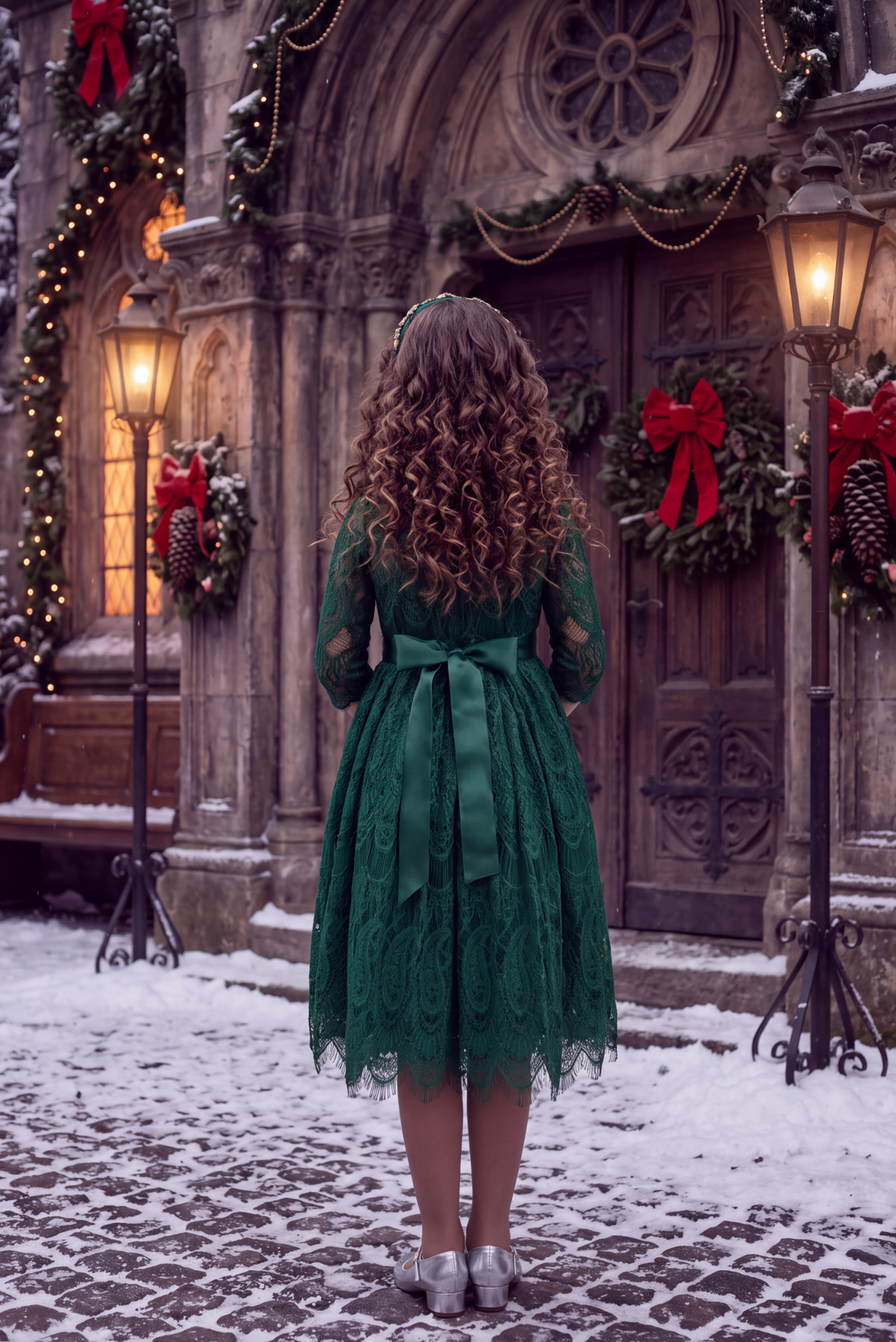 BELLA RAFAELA DRESS & BELT SET-EMERALD