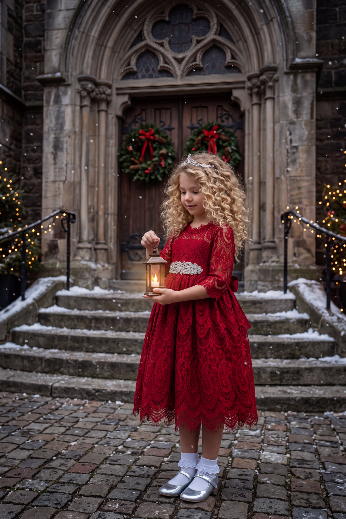 BELLA RAFAELA DRESS & BELT SET-CRIMSON