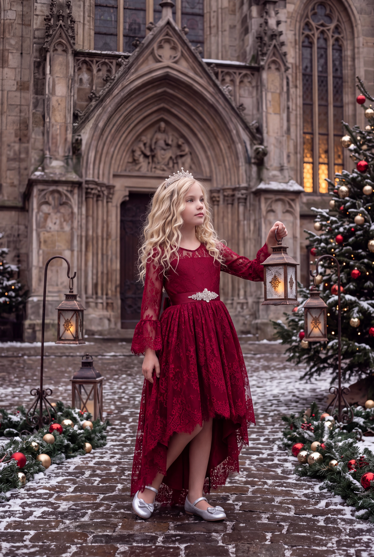 AINSLEY DRESS & BELT SET CRIMSON