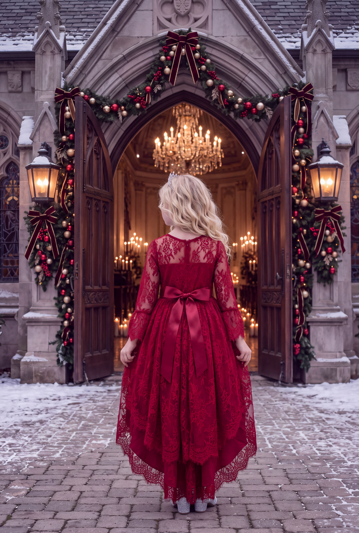 AINSLEY DRESS & BELT SET CRIMSON