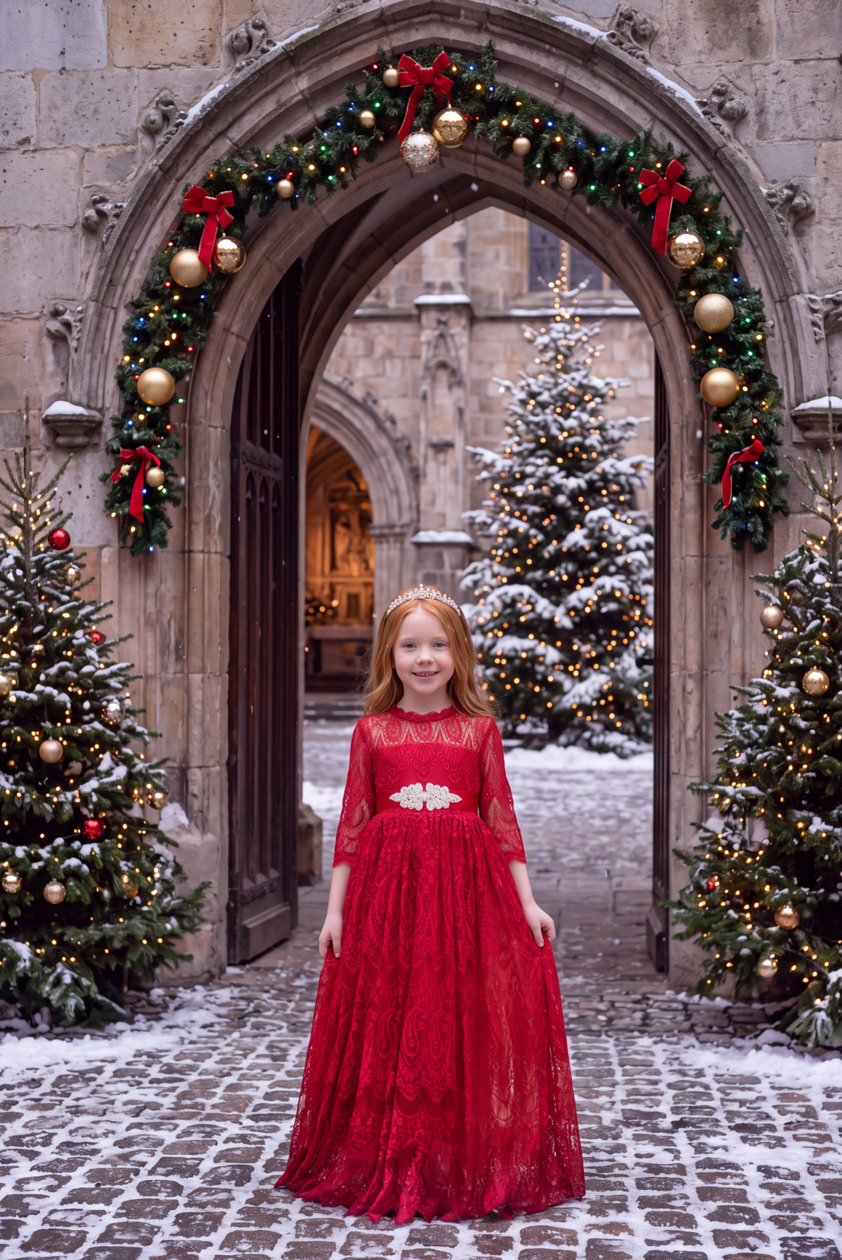 BELLA RAFAELA GOWN & BELT CRIMSON