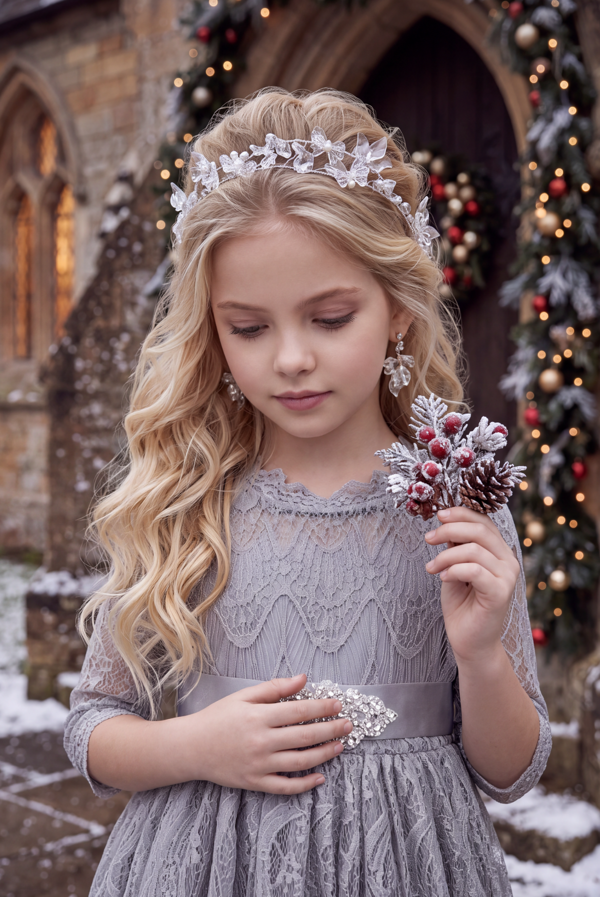BELLA RAFAELA DRESS & BELT SET SILVER