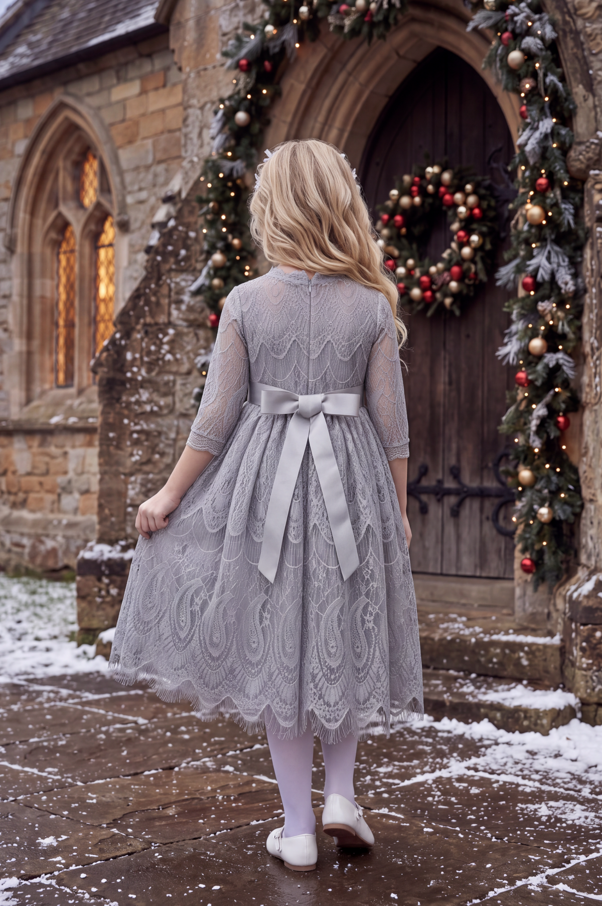 BELLA RAFAELA DRESS & BELT SET SILVER