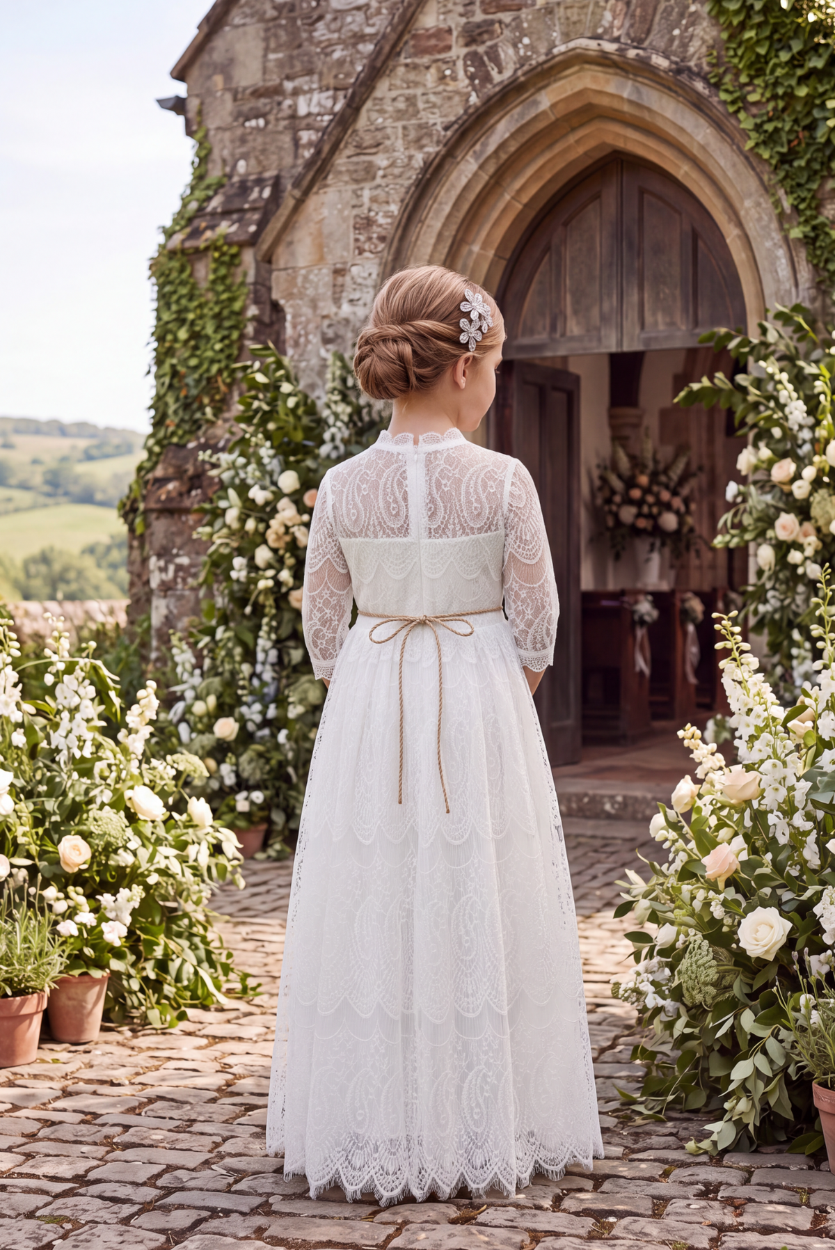 BELLA RAFAELA GOWN & BELT SET WHITE