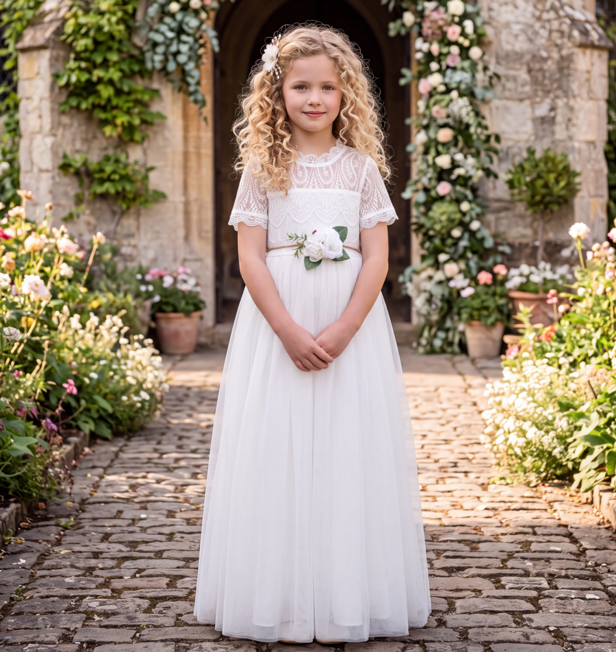 GRACIE GOWN & BELT SET WHITE
