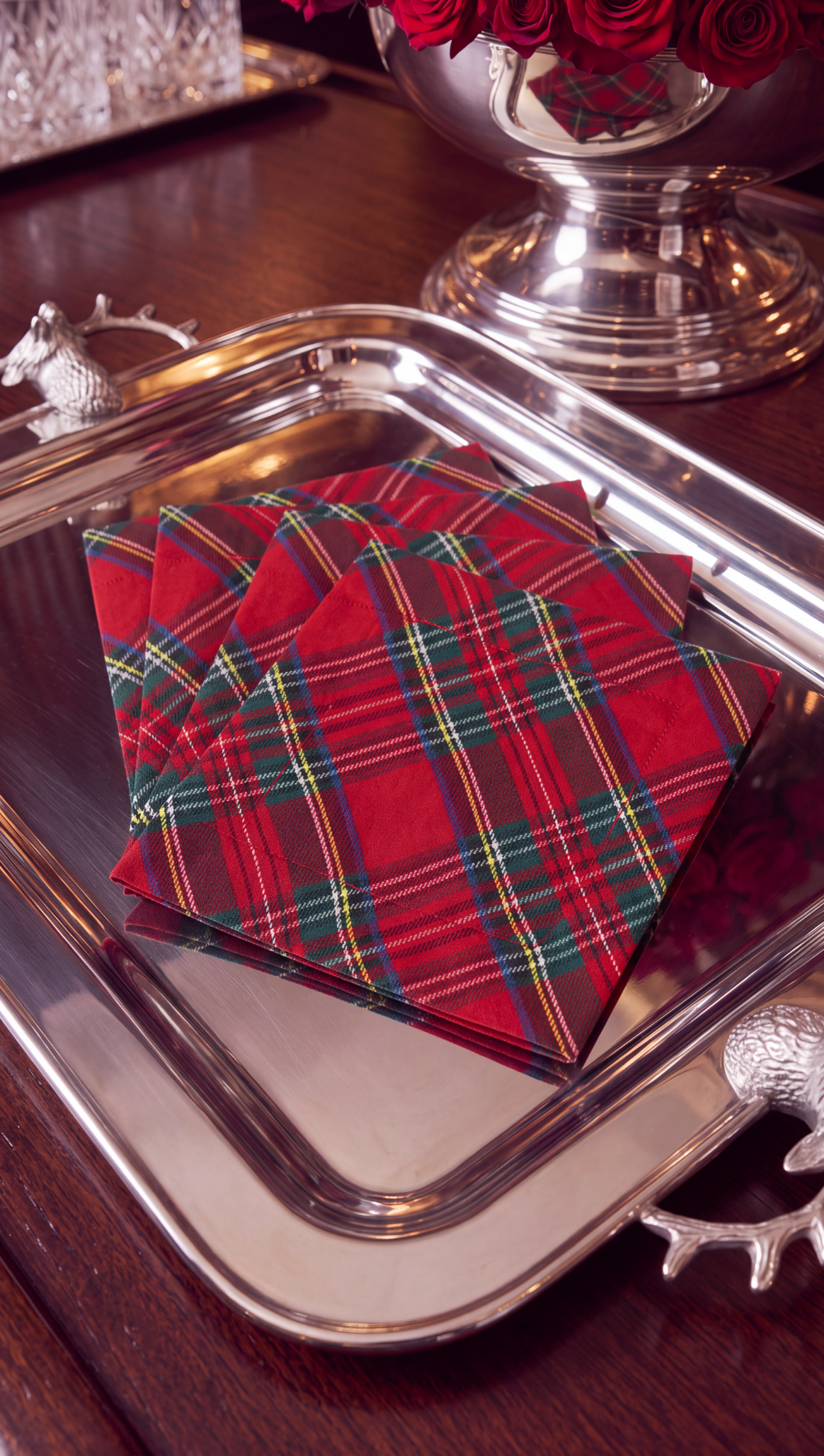 ROYAL STEWART TARTAN COCKTAIL NAPKINS SET OF 4