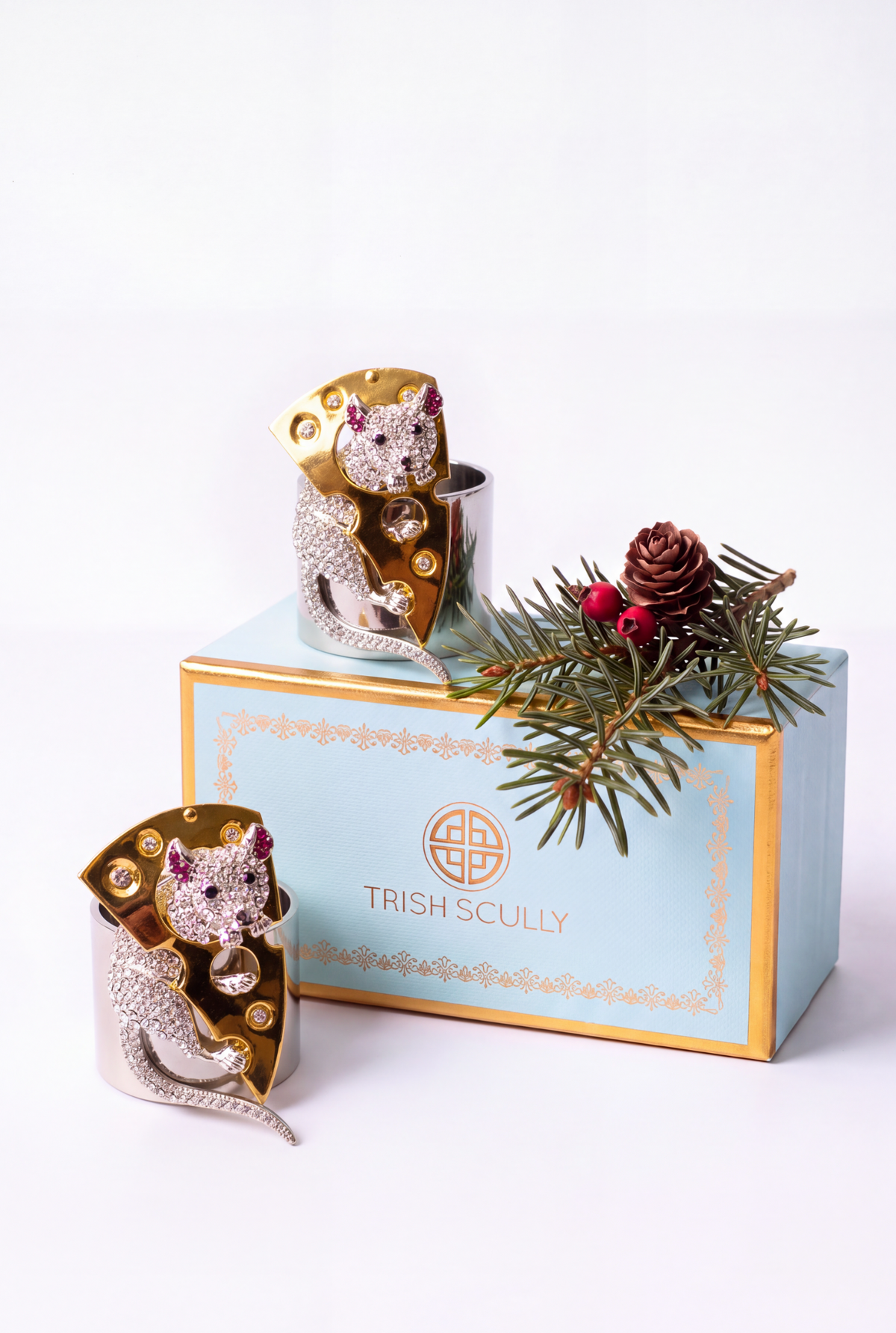 MOUSE & CHEESE NAPKIN RING SET OF 2