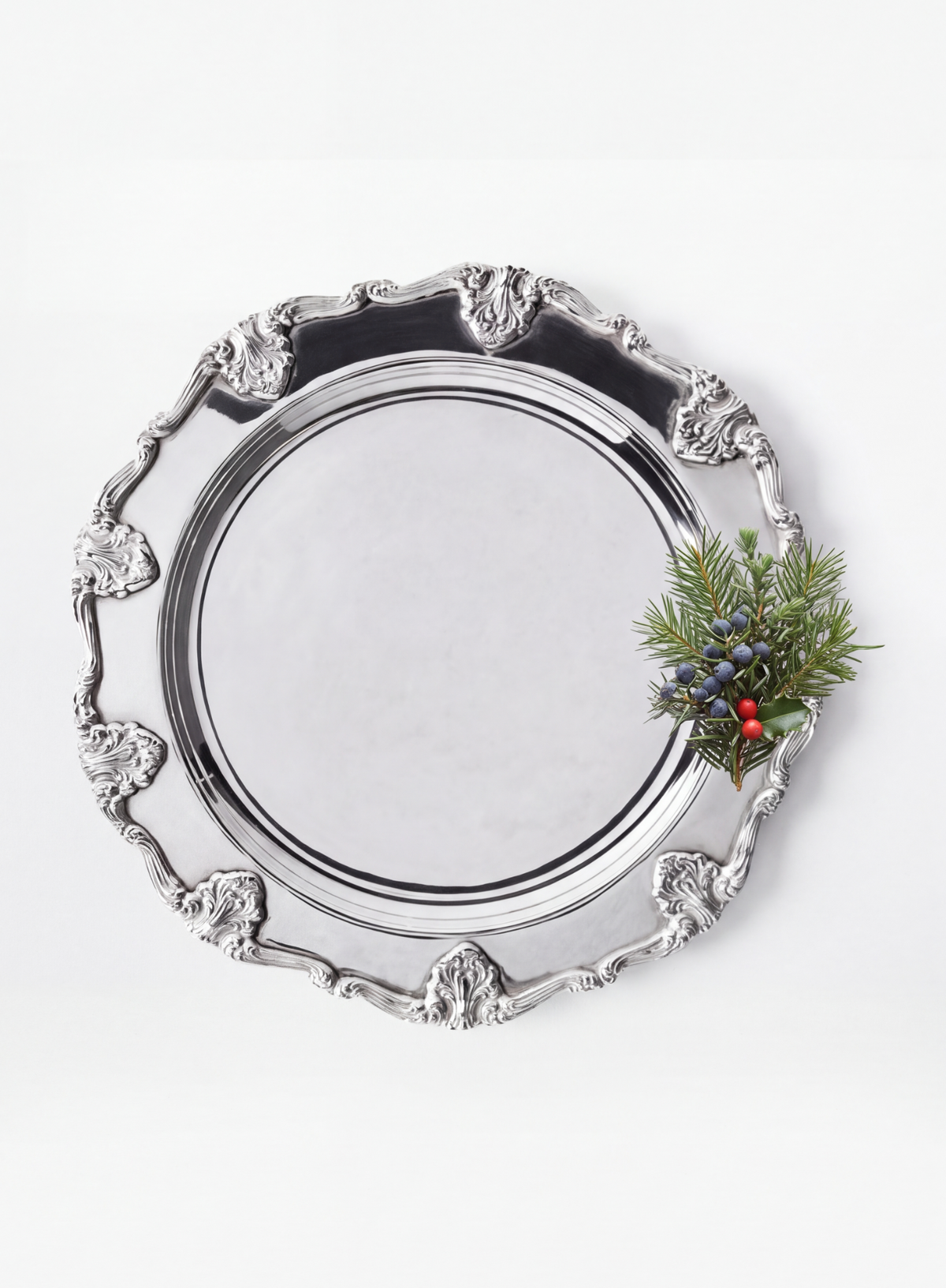 SILVER PLATED ST. JAMES CHARGER PLATE