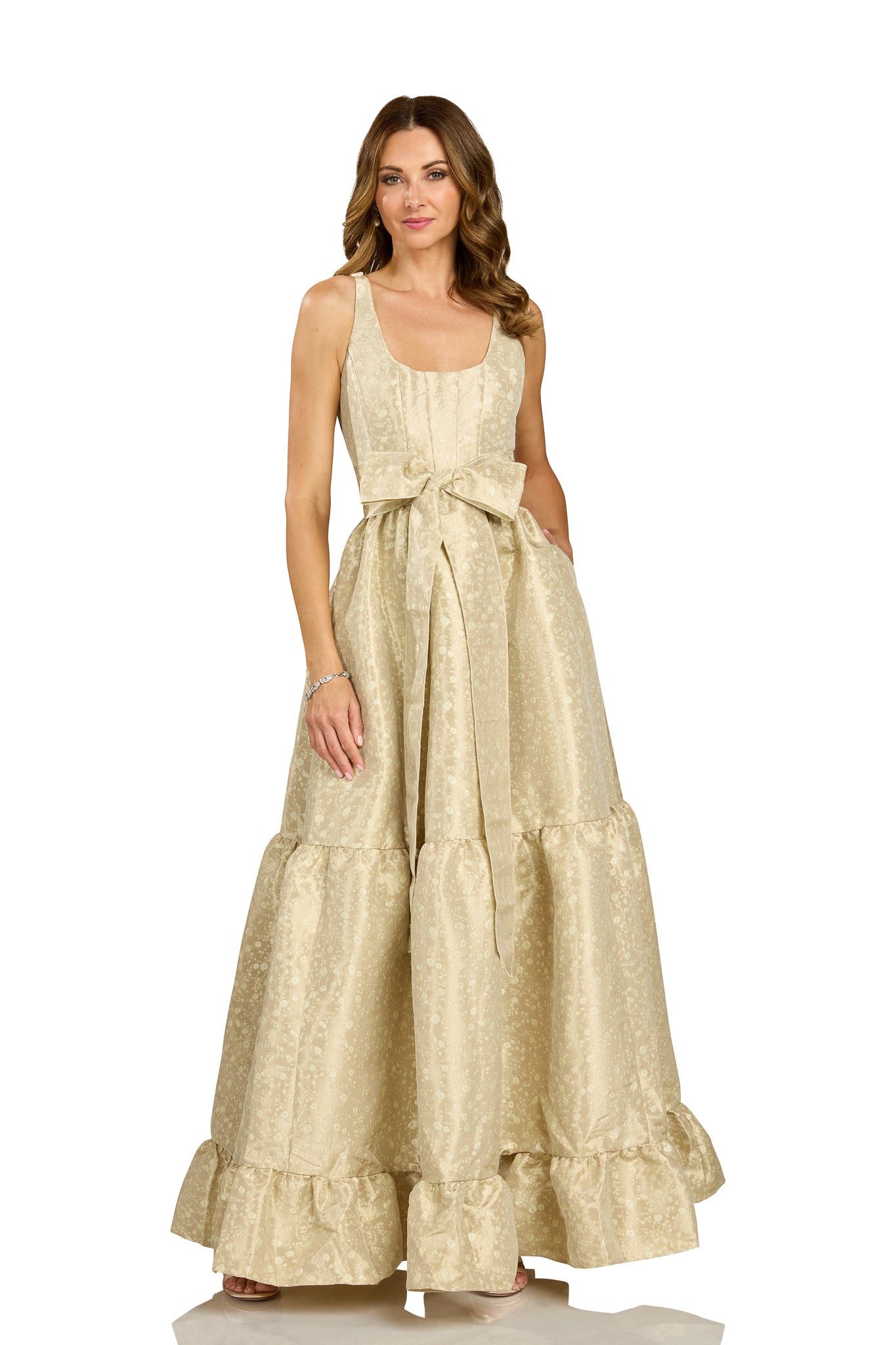 GABRIELLE GOWN GOLD JACQUARD