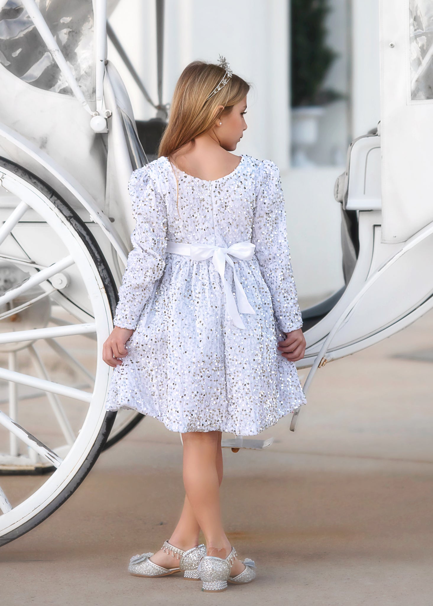 EMMA SEQUIN DRESS WHITE