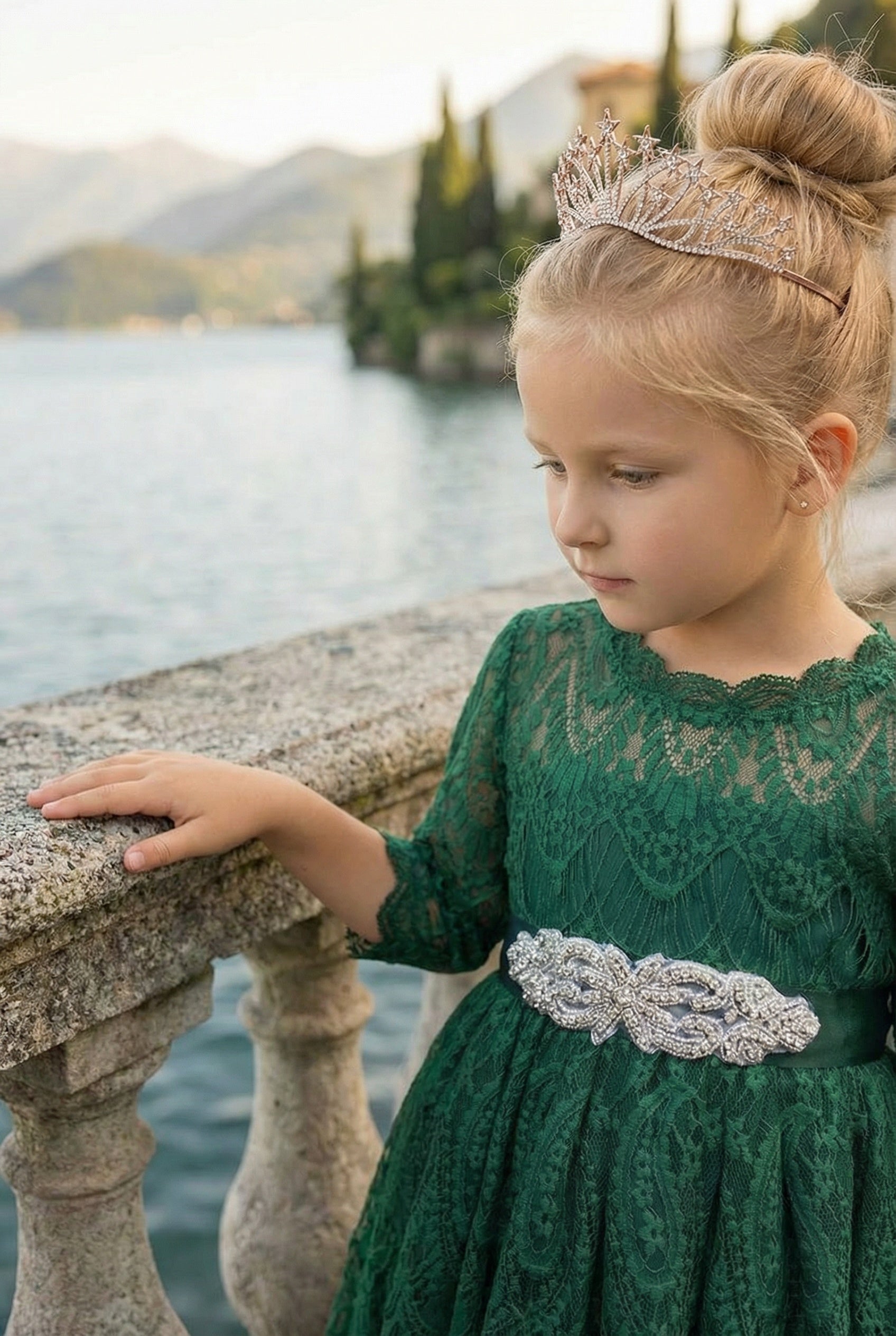 BELLA RAFAELA DRESS & BELT SET-EMERALD