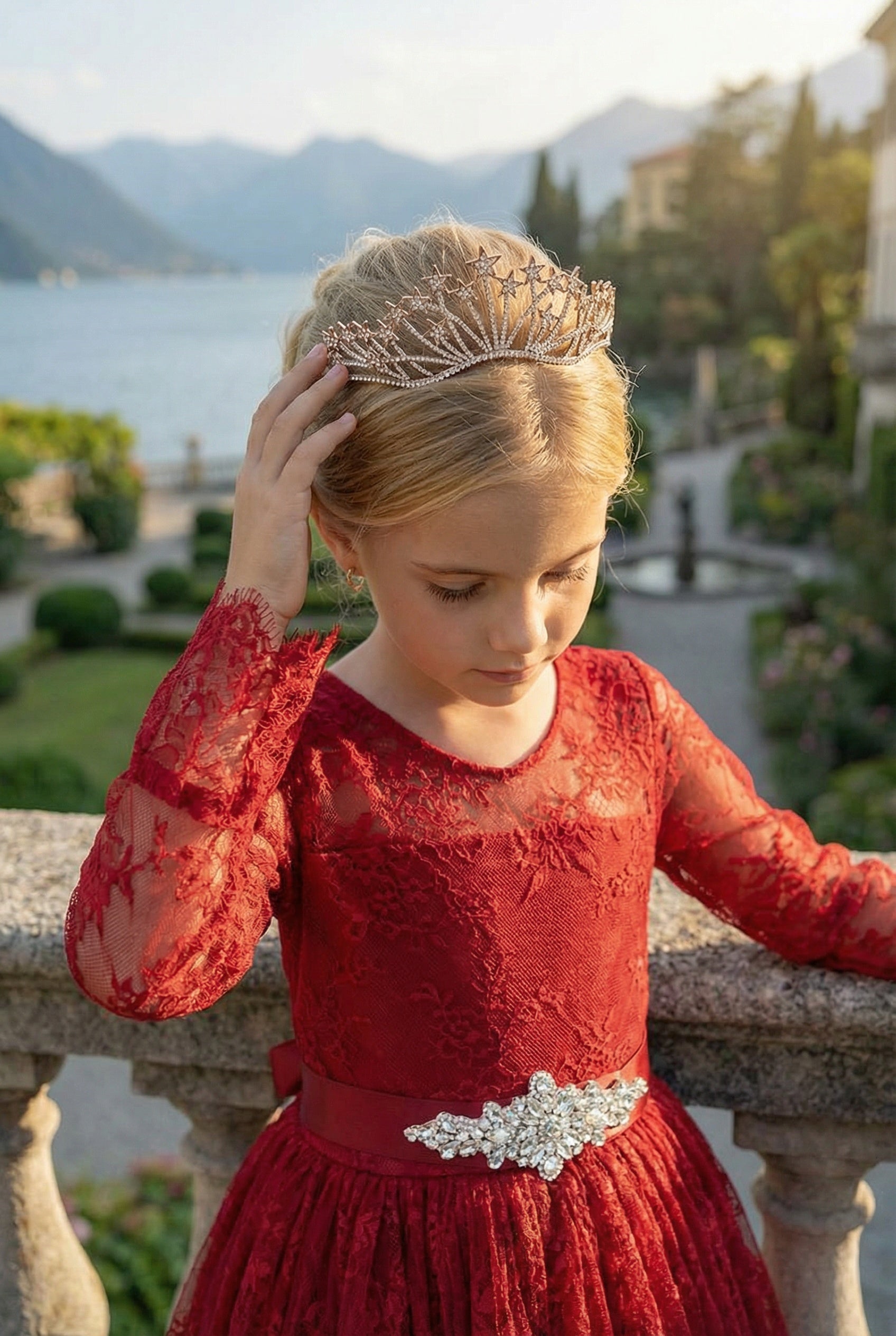 AINSLEY DRESS & BELT SET CRIMSON