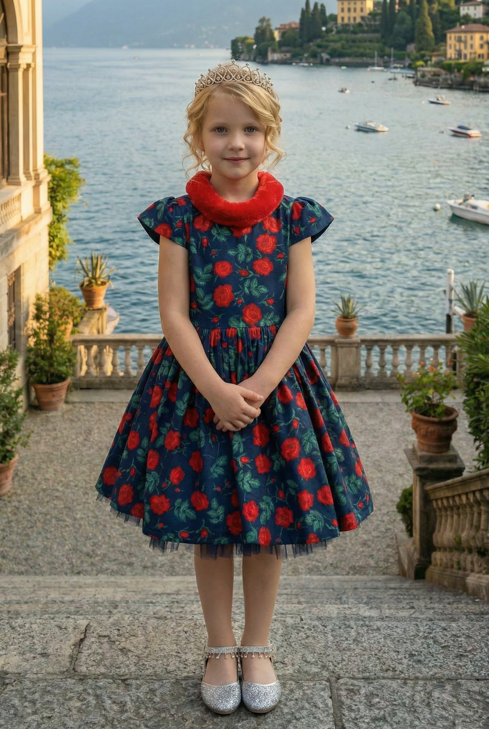 EVANGELINE DRESS NAVY ROSE FLORAL