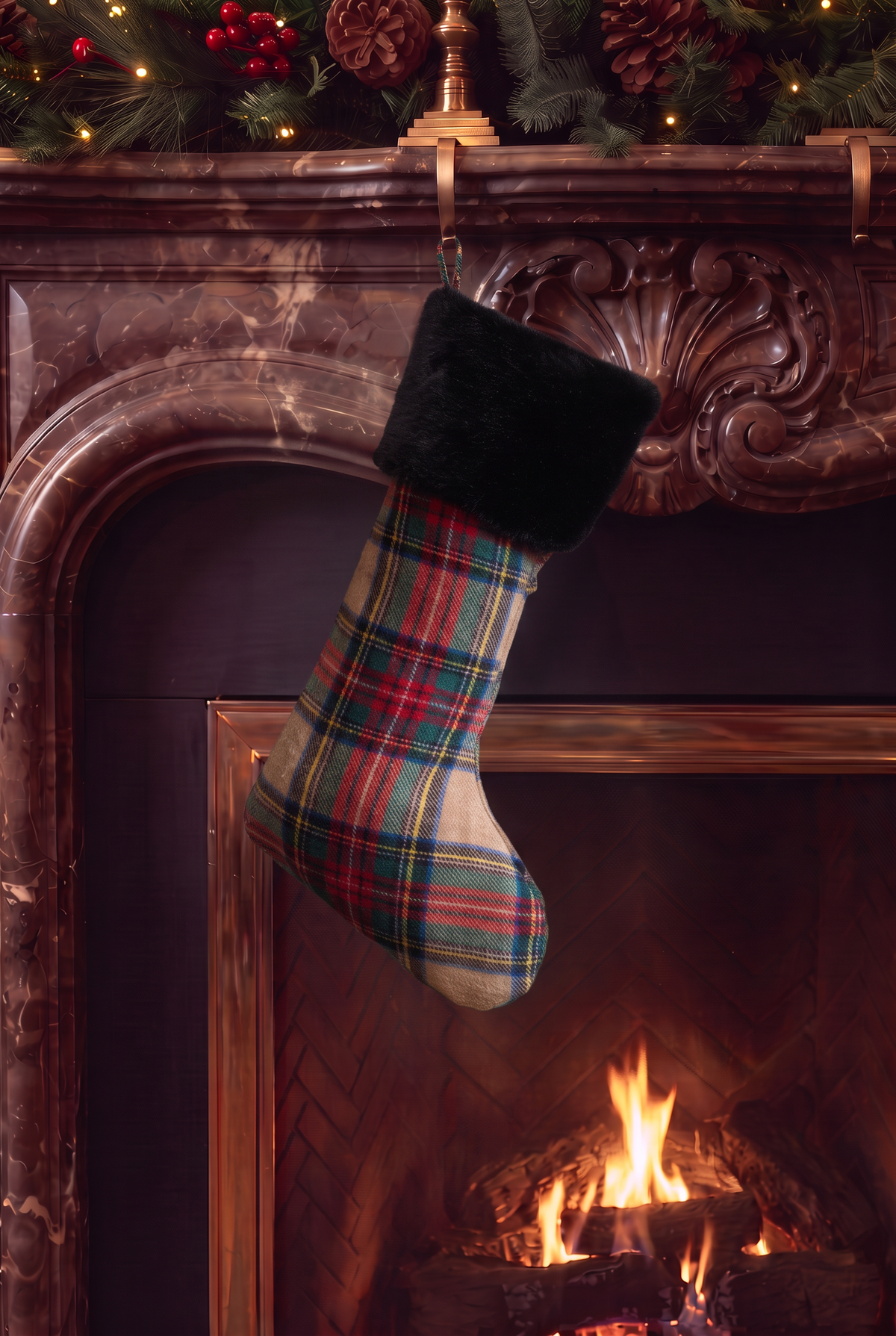 ST. ANDREWS TARTAN STOCKING TAN