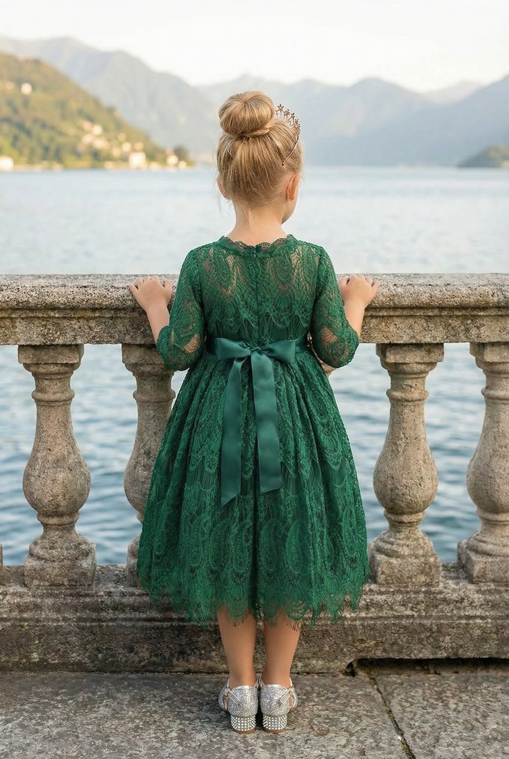 BELLA RAFAELA DRESS & BELT SET-EMERALD