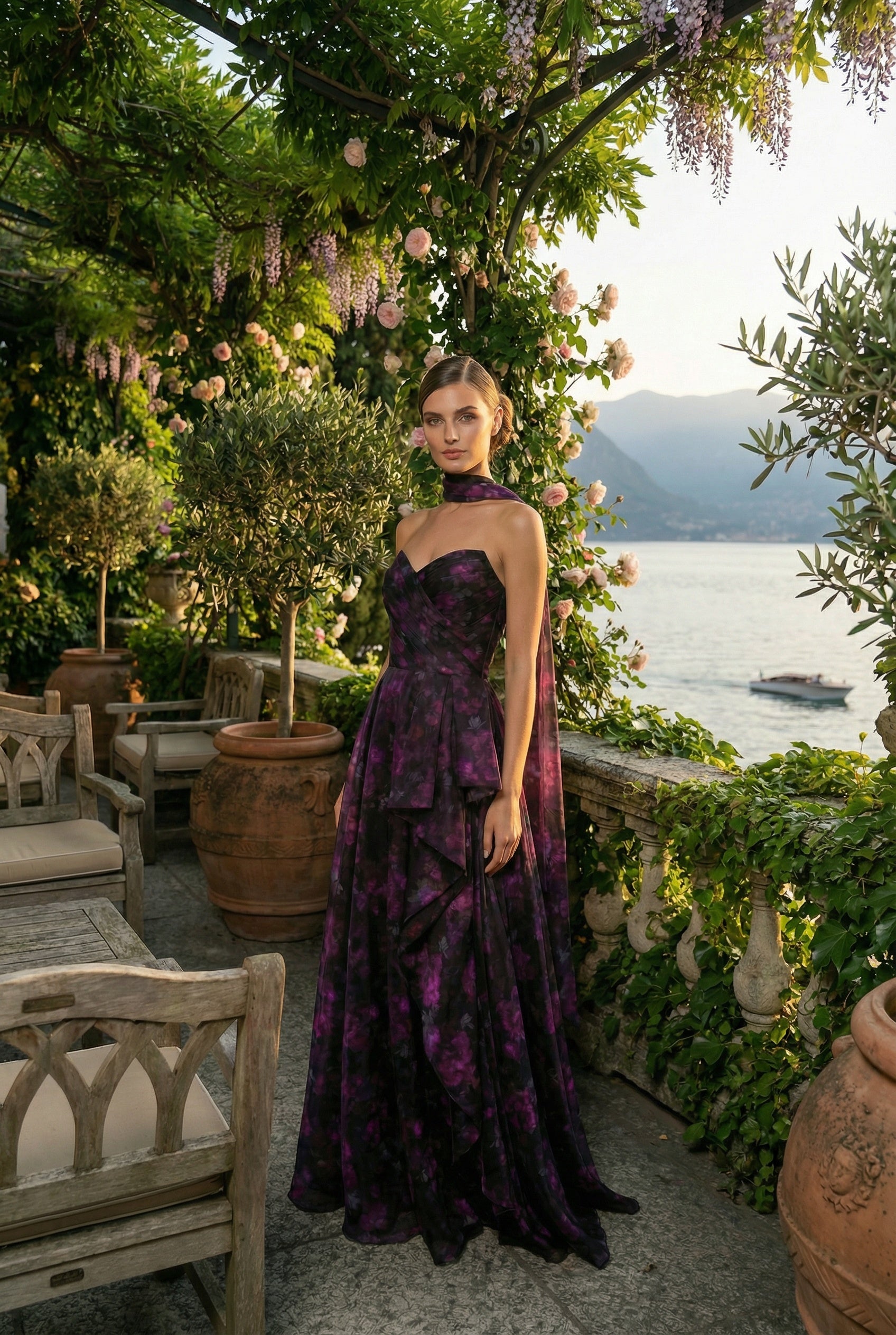 WINIFRED GOWN & SCARF SET