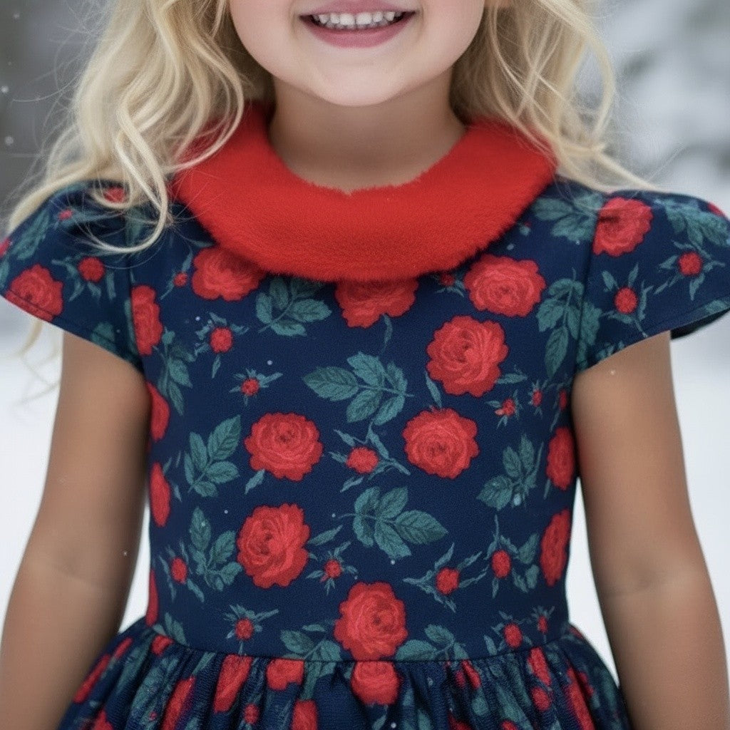 EVANGELINE DRESS NAVY ROSE FLORAL