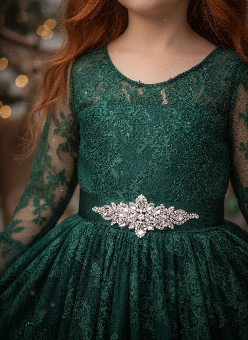 AINSLEY DRESS & BELT SET EMERALD