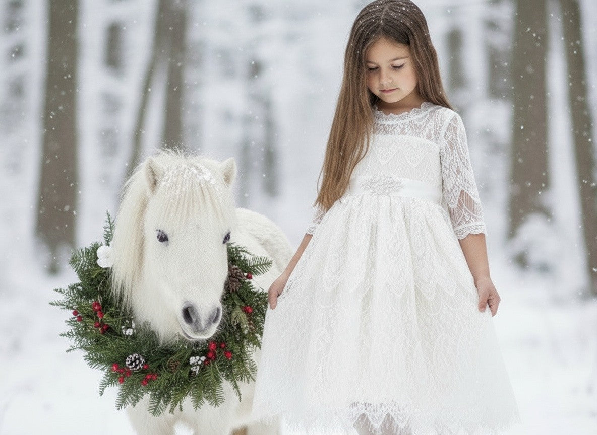 BELLA RAFAELA DRESS & BELT SET- ANTIQUE WHITE