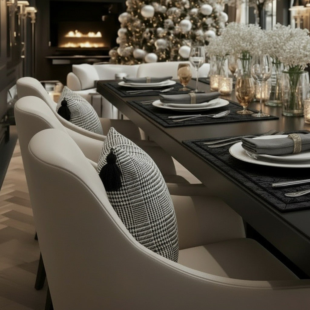 GLEN PLAID TASSEL PILLOW CASE