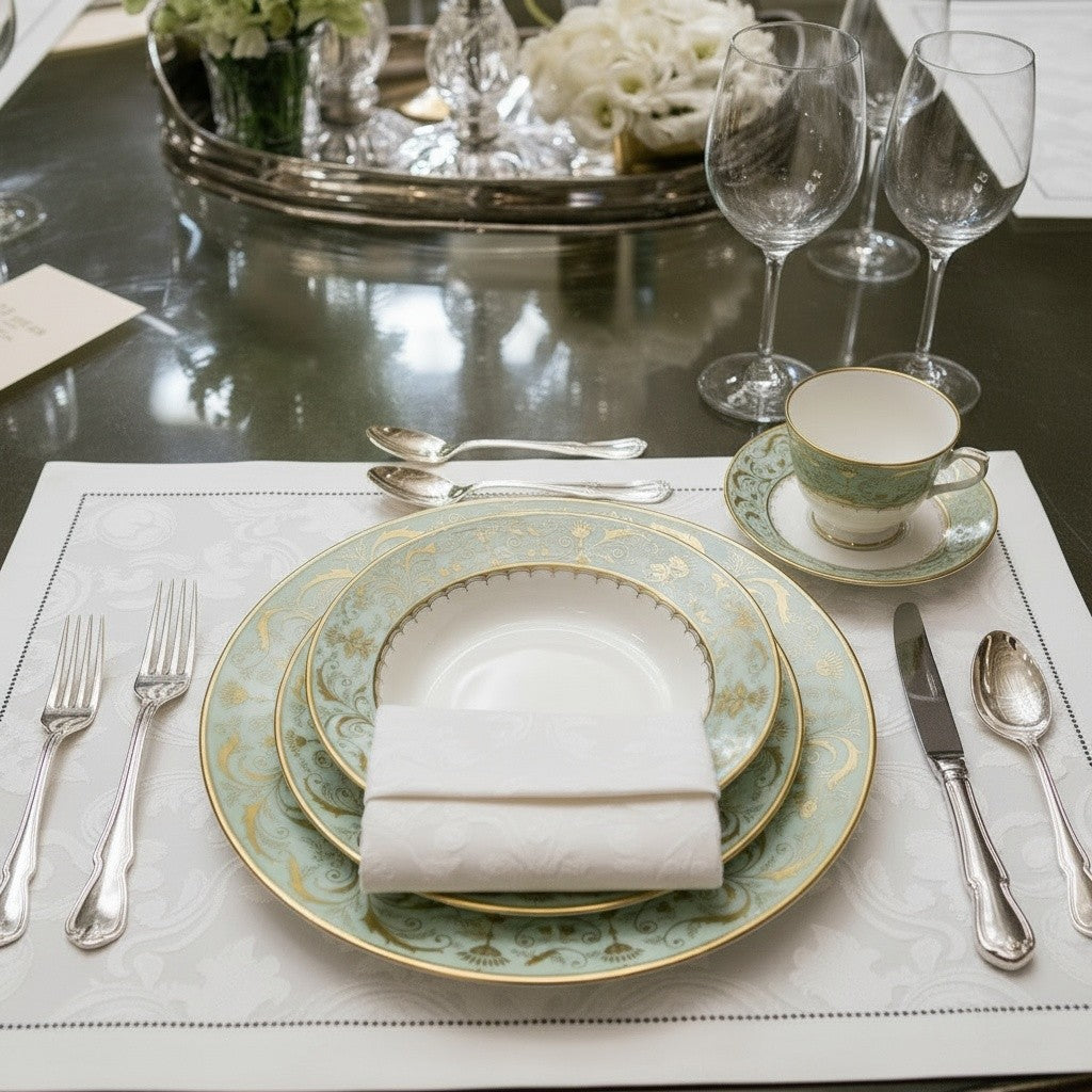 MILANO WHITE JACQUARD PLACEMATS SET OF 4