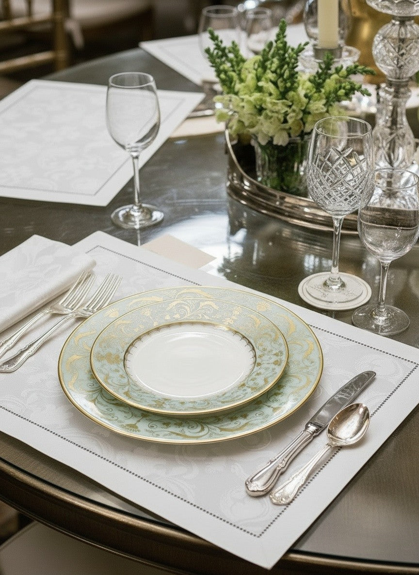 MILANO WHITE JACQUARD PLACEMATS SET OF 4