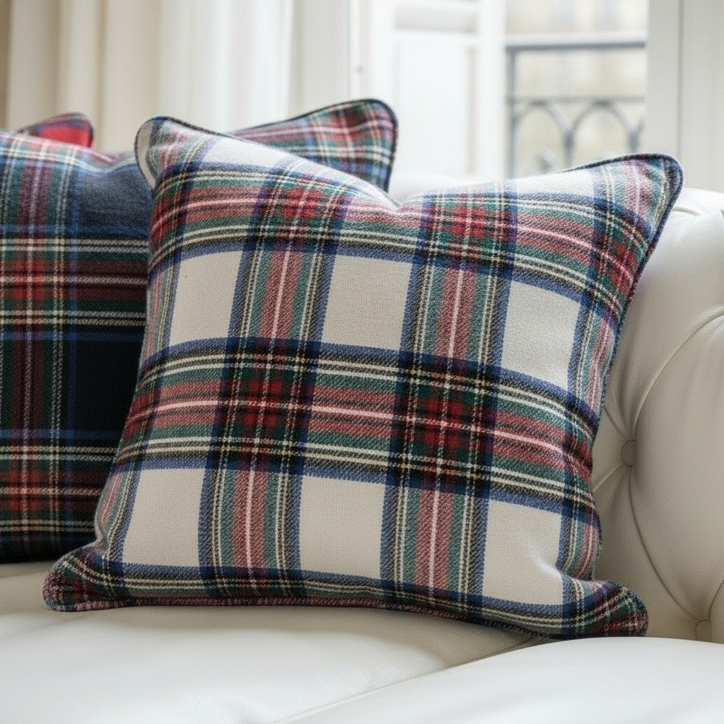 MONTROSE TARTAN PILLOW WHITE