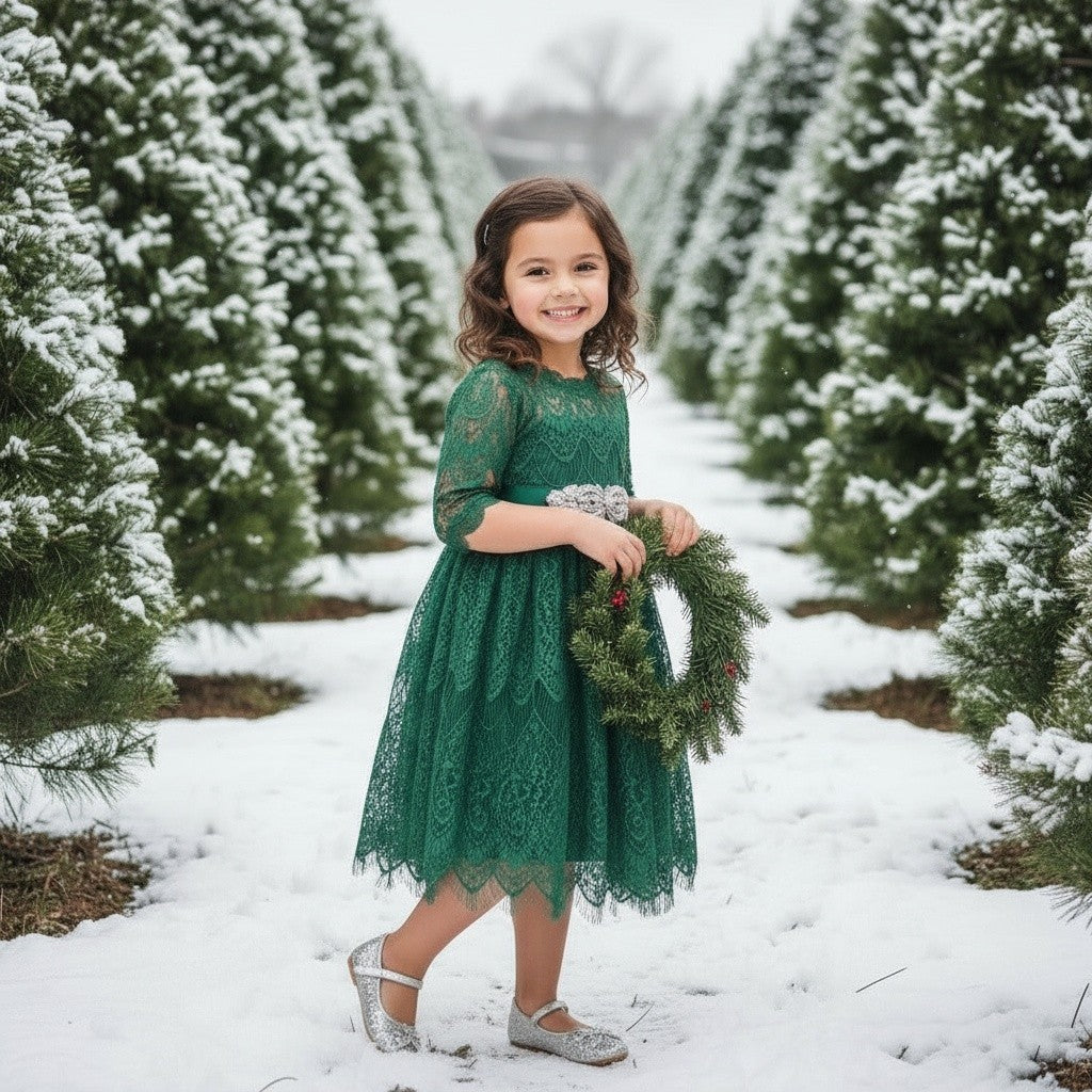 BELLA RAFAELA DRESS & BELT SET-EMERALD