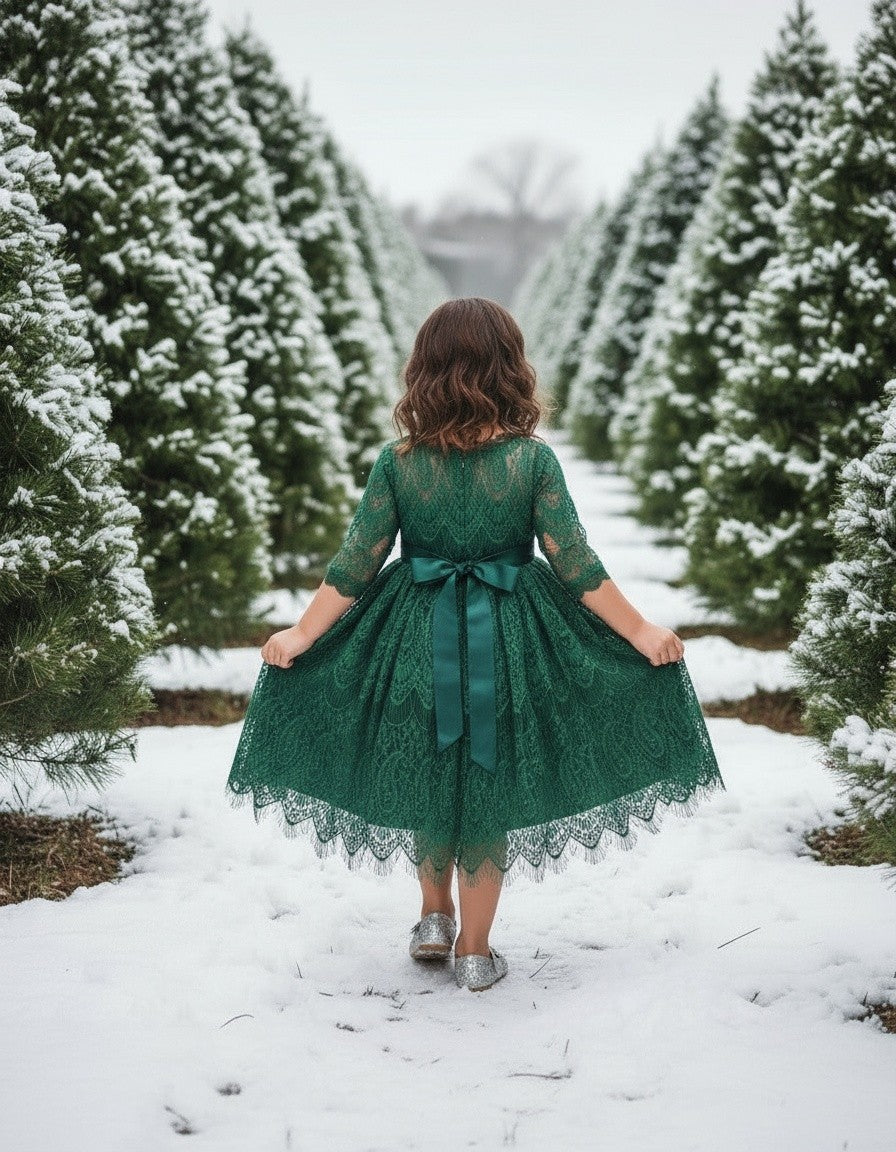 BELLA RAFAELA DRESS & BELT SET-EMERALD