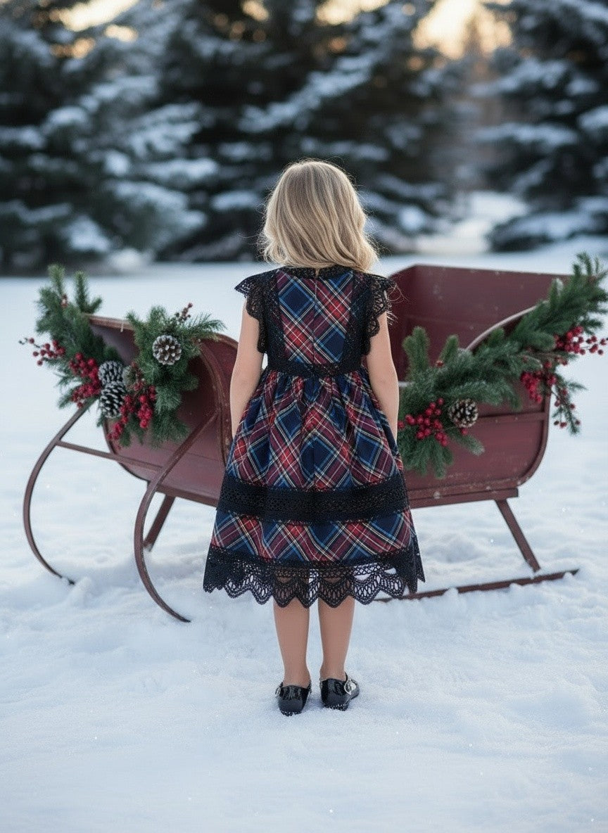 EVERLY DRESS BLACK WATCH TARTAN