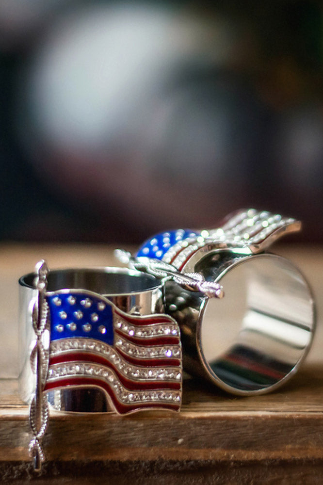 AMERICAN FLAG NAPKIN RING SET OF 2