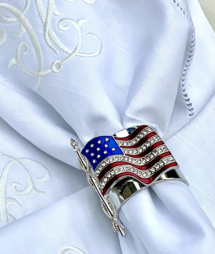 AMERICAN FLAG NAPKIN RING SET OF 2