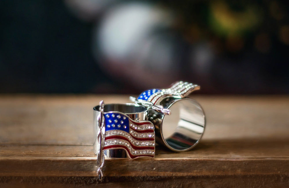 AMERICAN FLAG NAPKIN RING SET OF 2