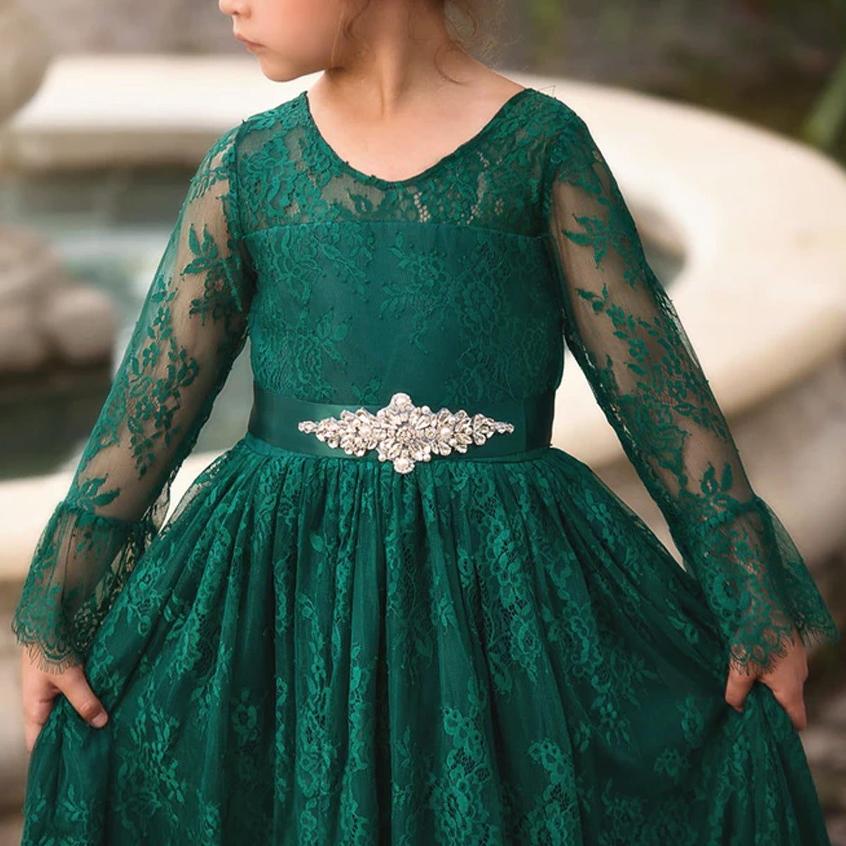AINSLEY DRESS & BELT SET EMERALD