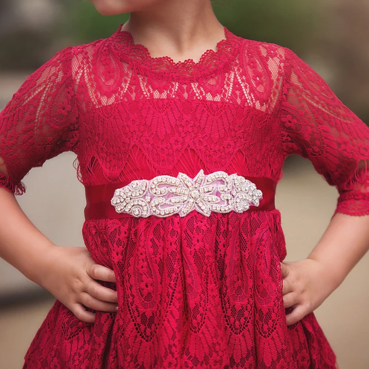 BELLA RAFAELA DRESS & BELT SET-CRIMSON