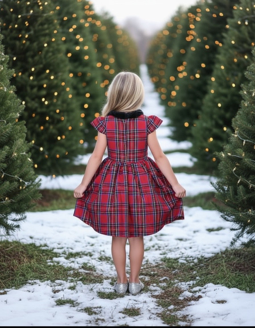 EVANGELINE DRESS ROYAL STEWART TARTAN
