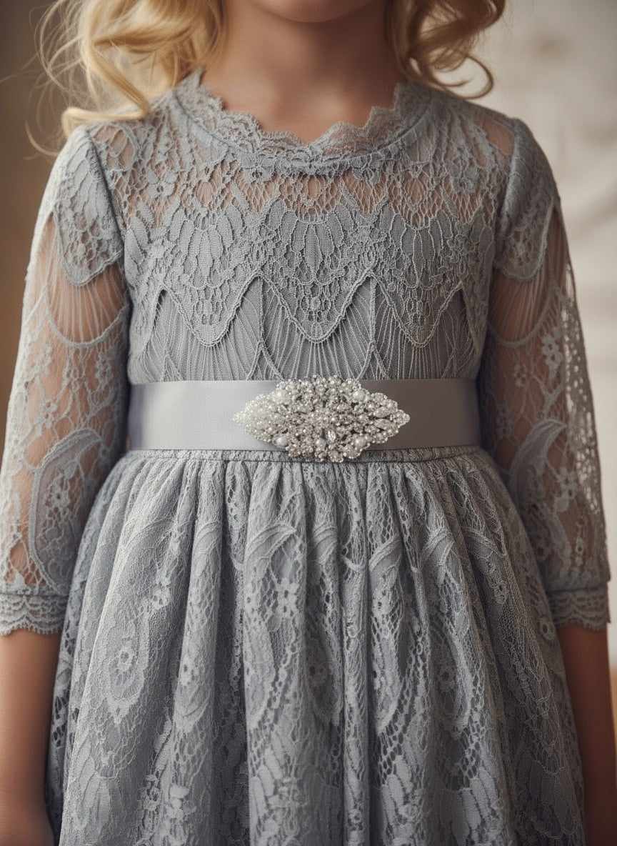 BELLA RAFAELA DRESS & BELT SET SILVER