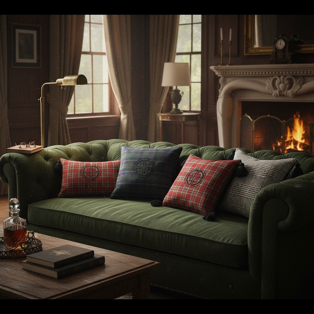 GLEN PLAID TASSEL PILLOW CASE