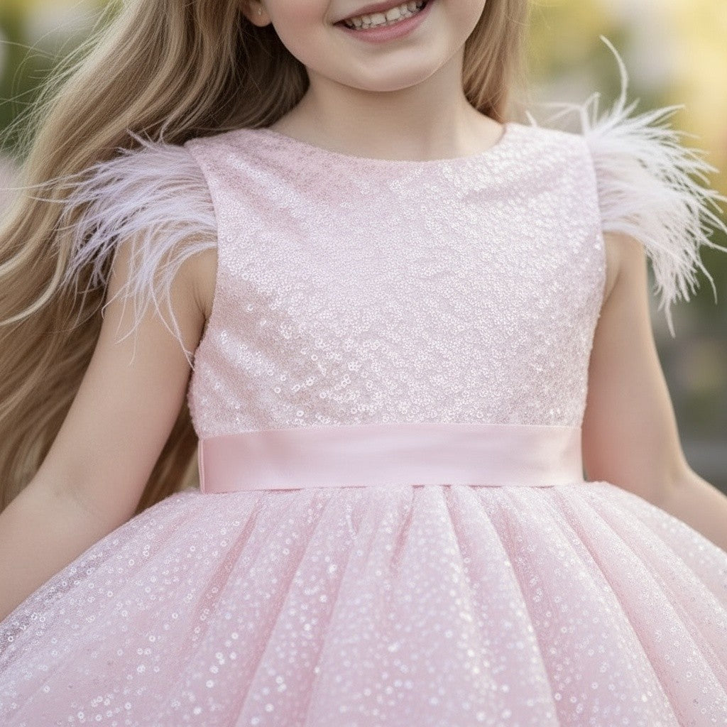 ELIANA DRESS & BOW SET BLUSH PINK