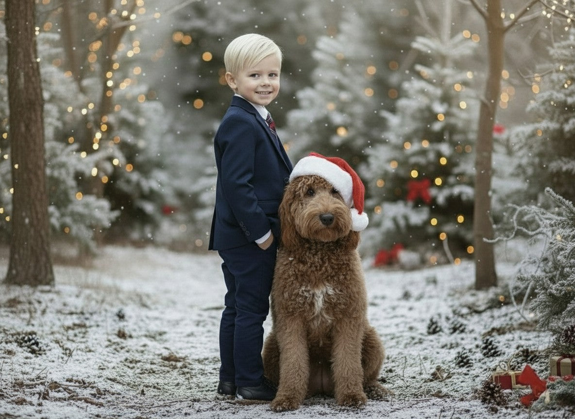 BOYS NAVY BLUE BROOKS SUIT 3PC. SET