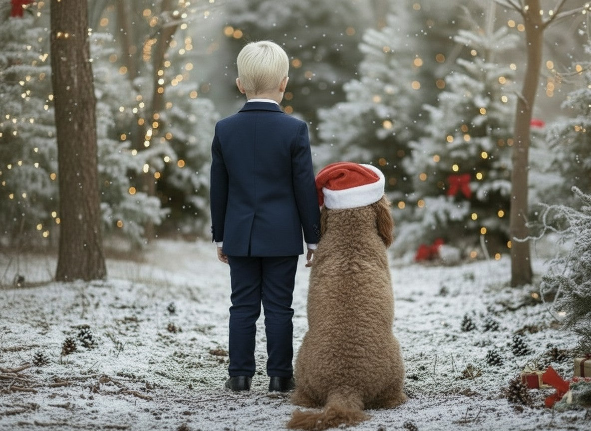 BOYS NAVY BLUE BROOKS SUIT 3PC. SET